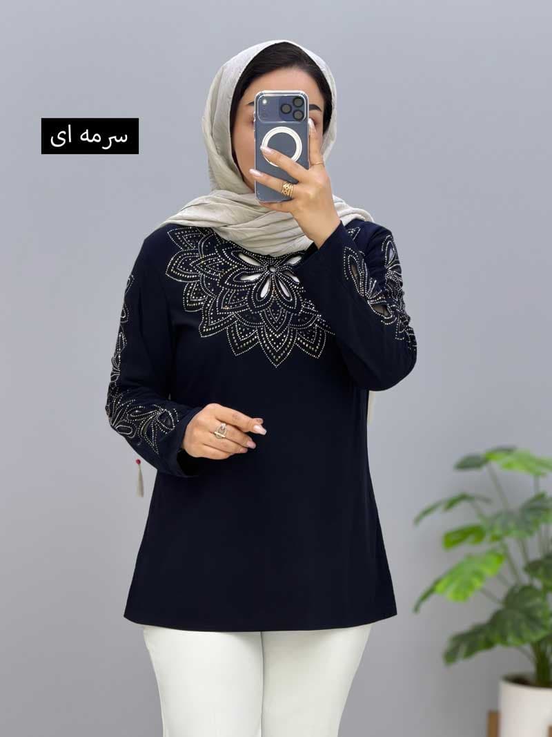 بلوز یقه گرد ویسکوز نیسا کد 205631