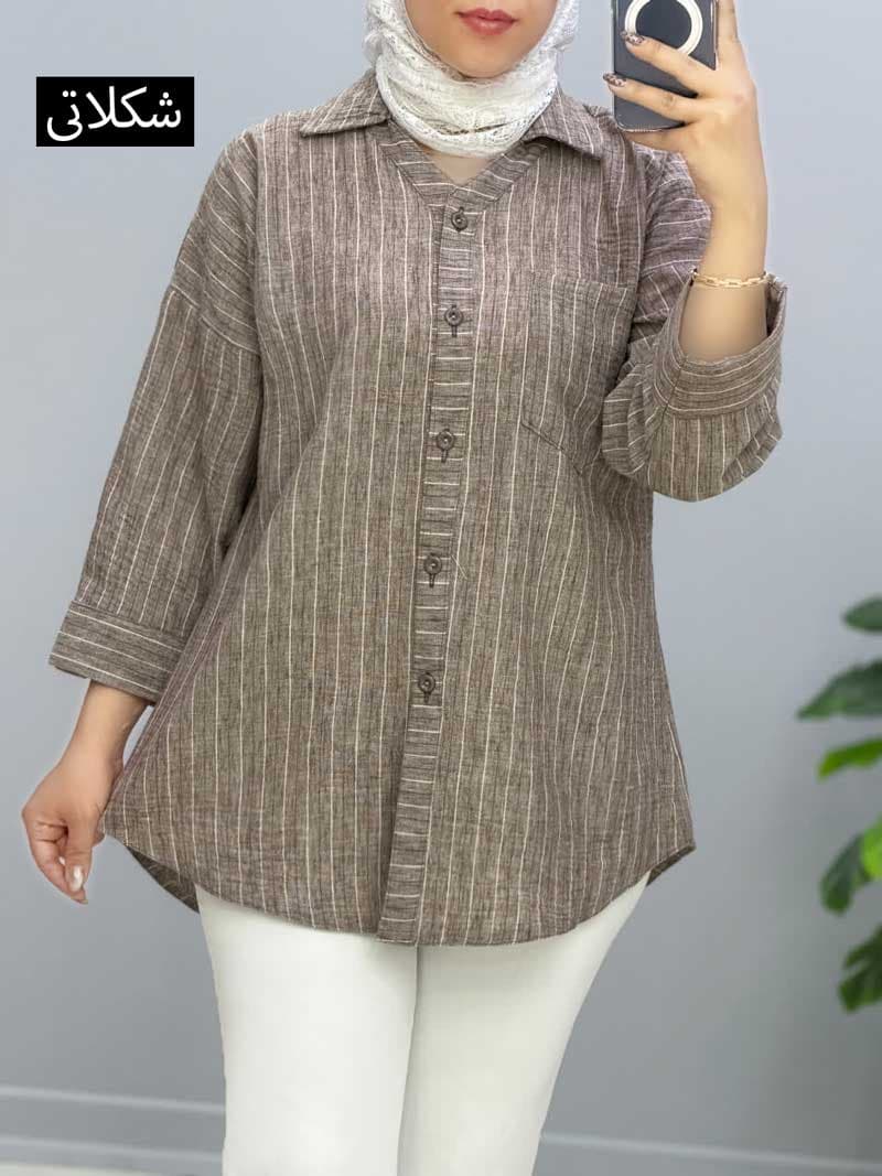شومیزمانتویی یقه مردانه لینن دیزیل کد 9571065 — تصویر ۶