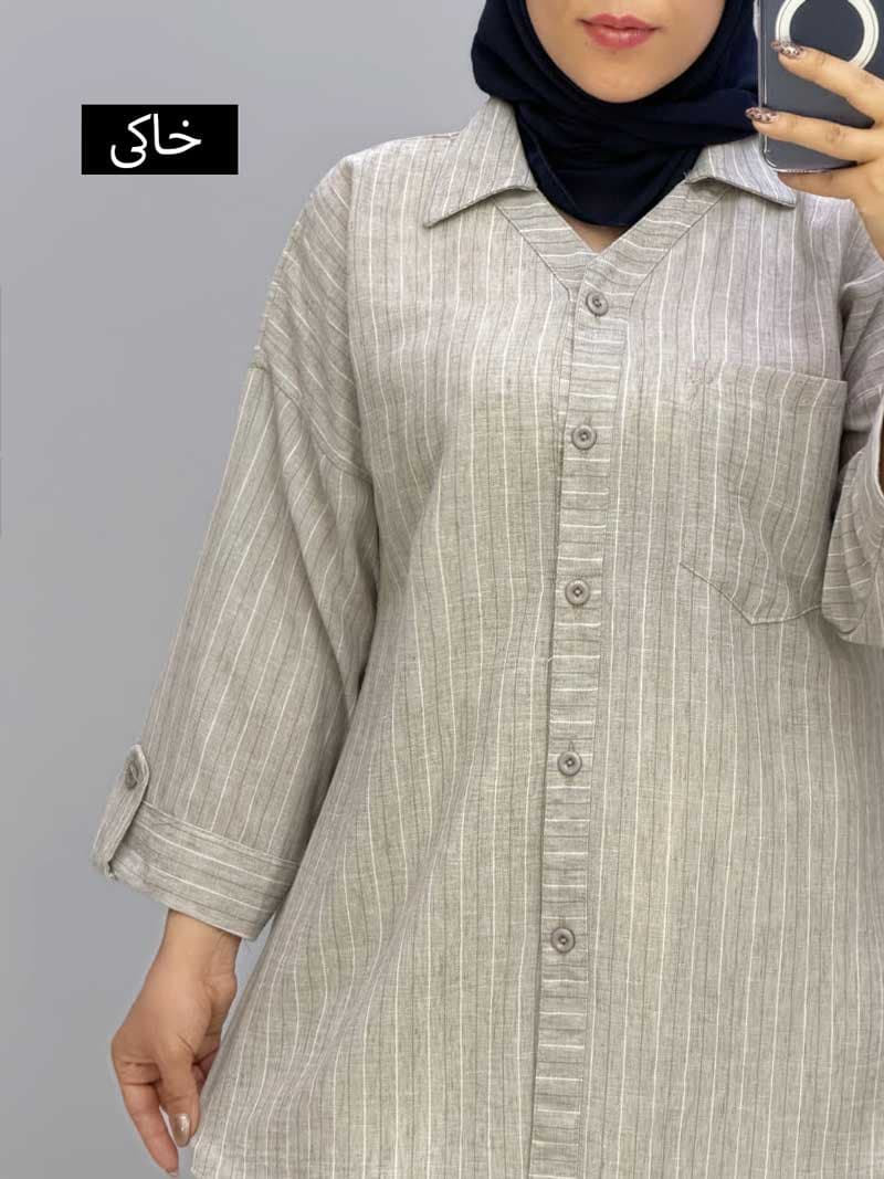 شومیزمانتویی یقه مردانه لینن دیزیل کد 9571065 — تصویر ۴