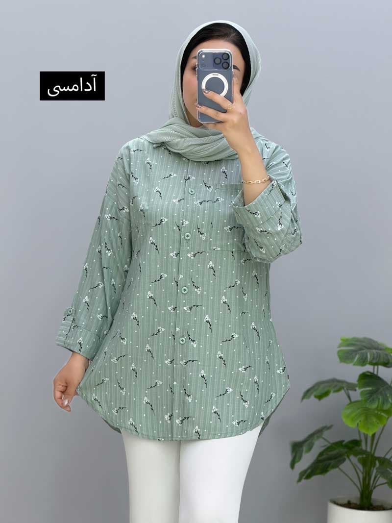 شومیز مانتویی جلودکمه نخی پلین کد 10641524