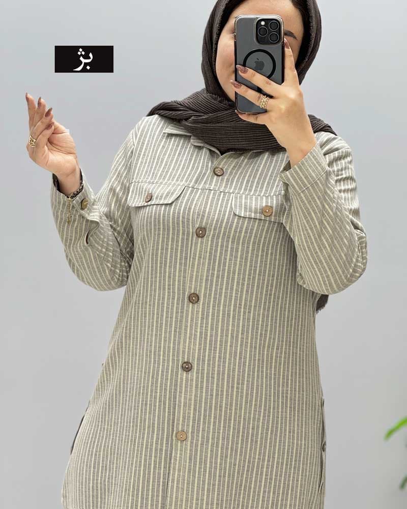 مانتو دیپلمات یقه مردانه مهرو کد 227539 — تصویر ۴