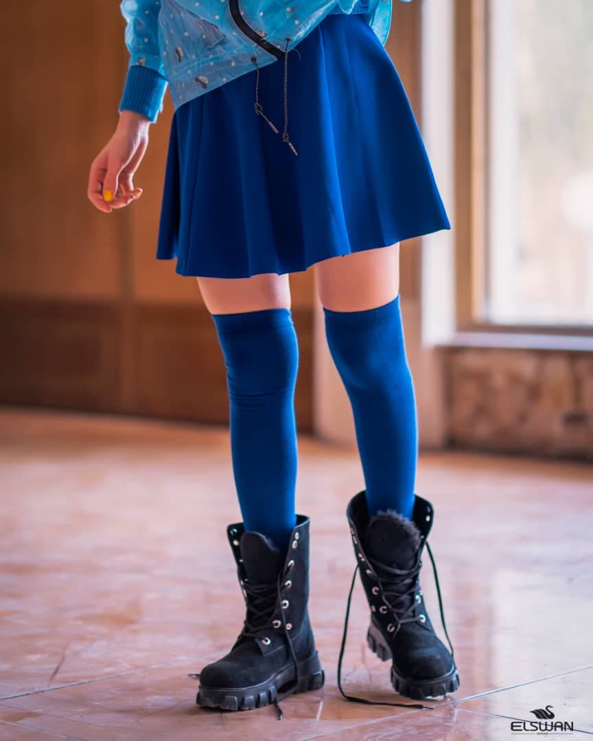 دامن ساده ابی کاربنی