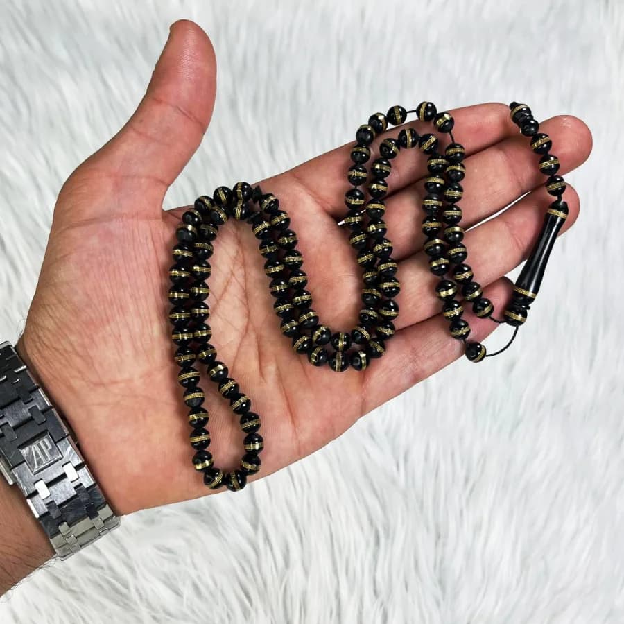 تسبیح کشکول نواری مرصع کاری شده کد TA41 — تصویر ۳