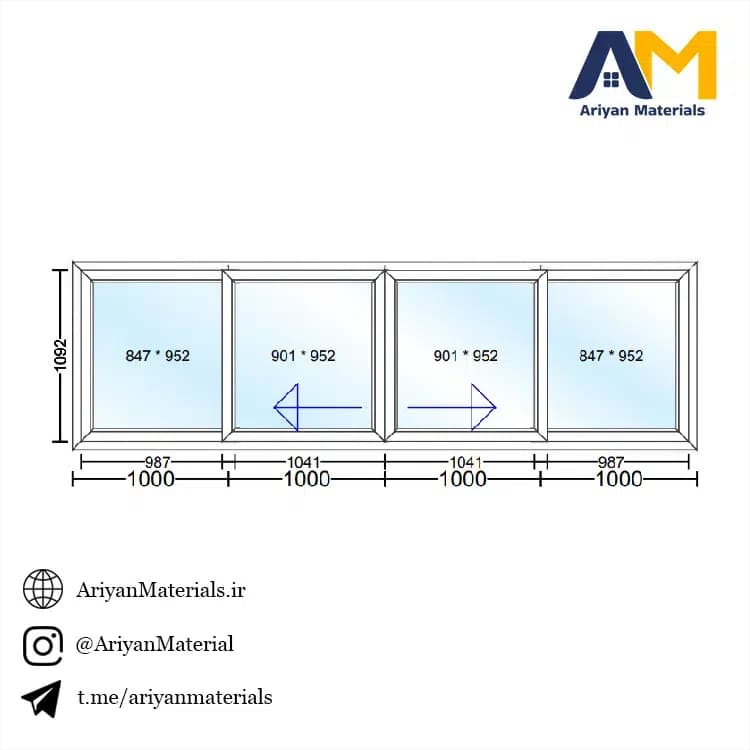 پنجره دوجداره upvc طرح 14 کشویی