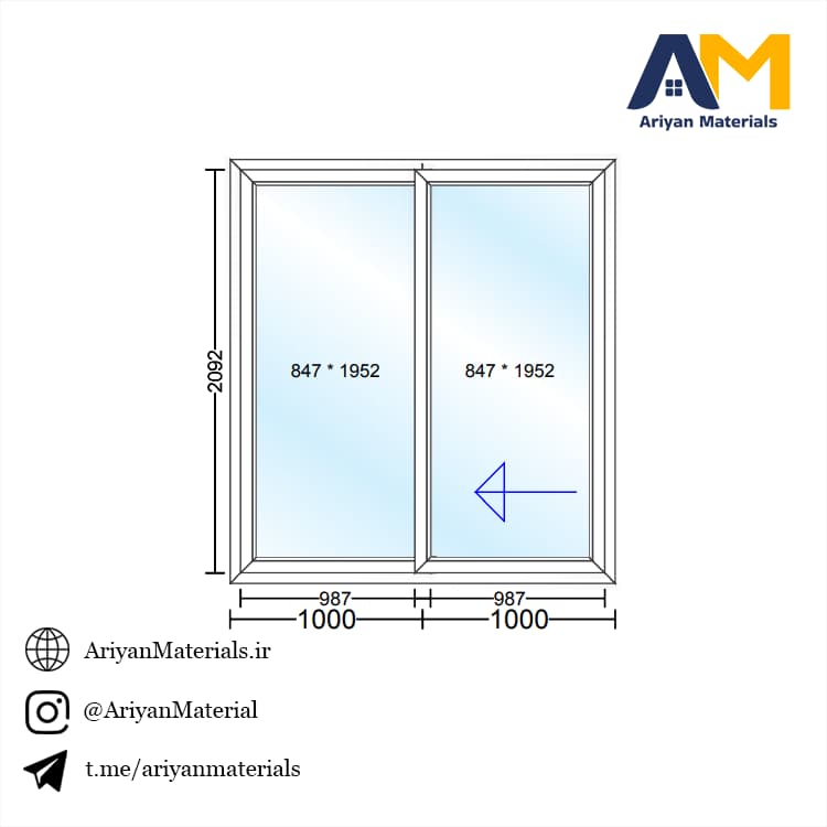 پنجره دوجداره upvc طرح 12 کشویی