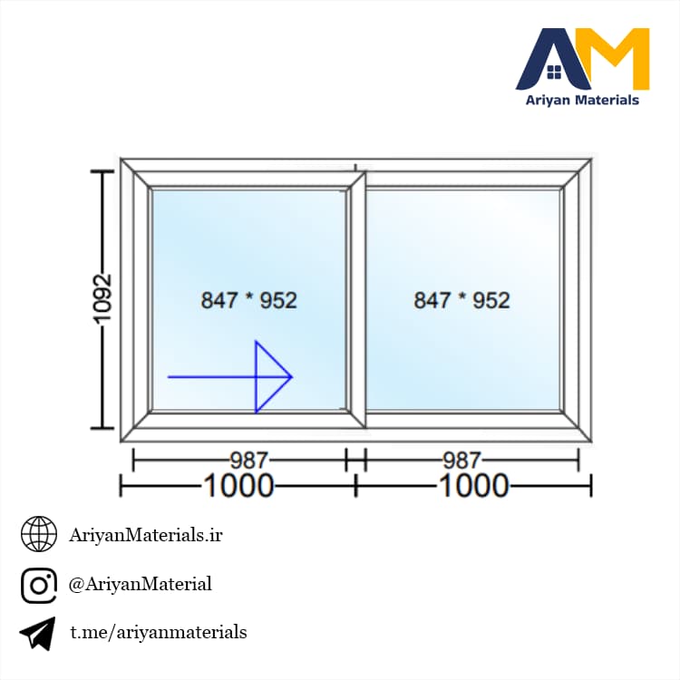 پنجره دوجداره upvc طرح 11 کشویی