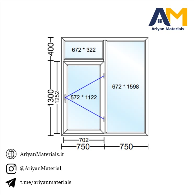 پنجره دوجداره upvc طرح 10 تک حالته