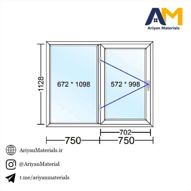 پنجره دوجداره upvc طرح 8 تک حالته