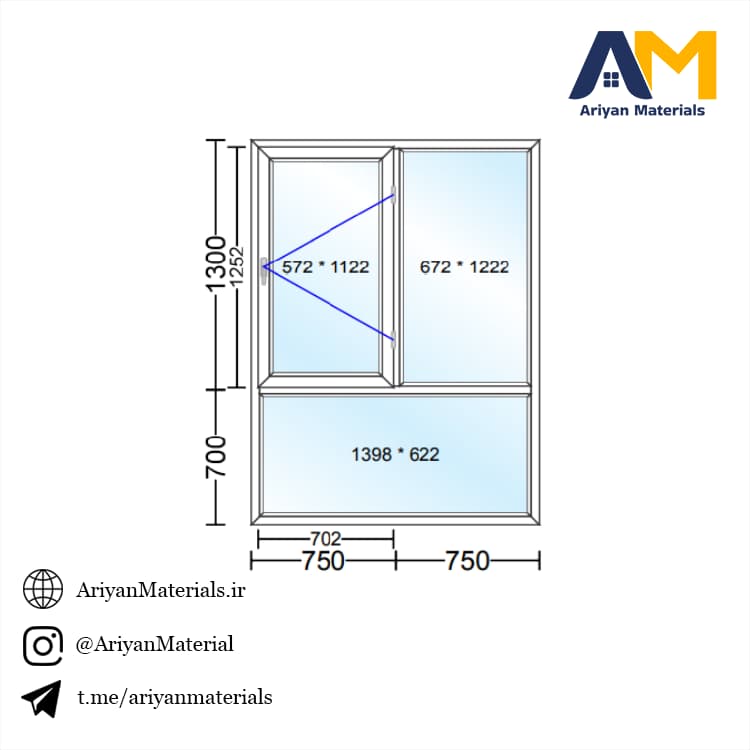 پنجره دوجداره upvc طرح 7 تک حالته