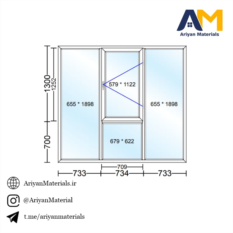 پنجره دوجداره upvc طرح 2 تک حالته