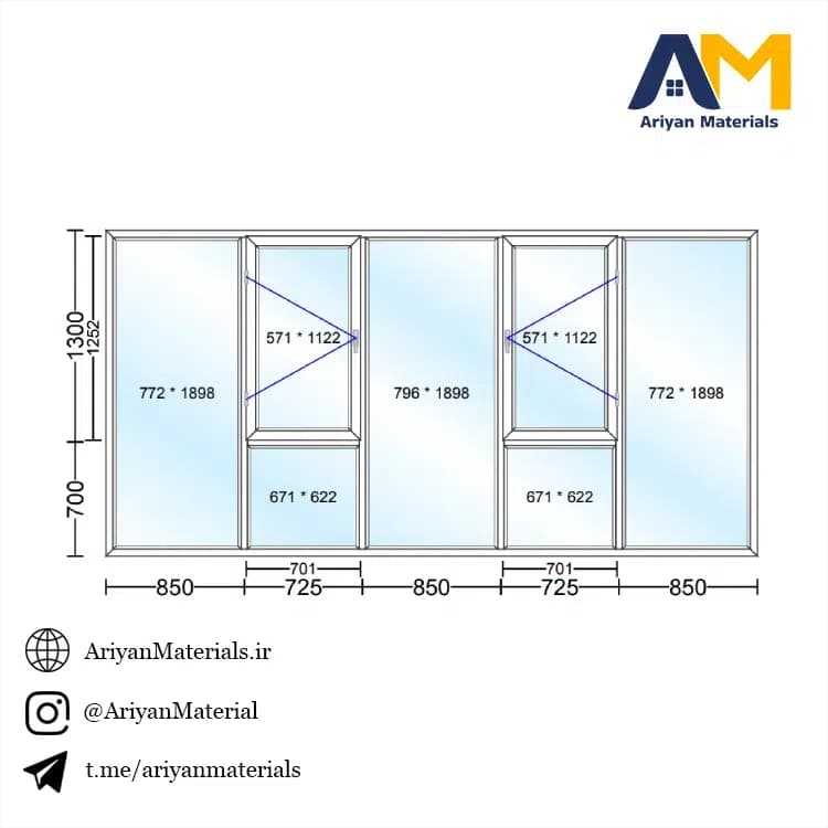 پنجره دوجداره upvc طرح 3 تک حالته