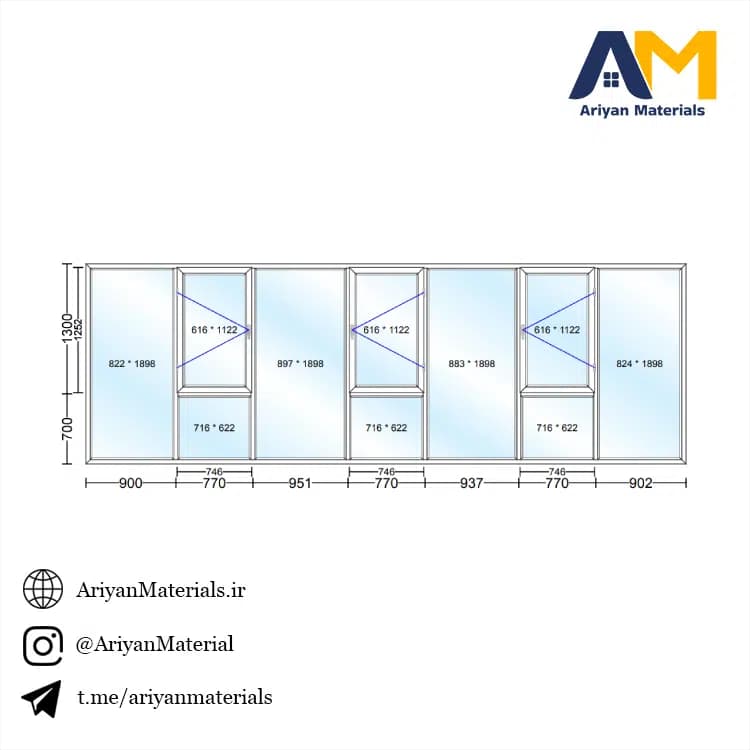 پنجره دوجداره upvc طرح 4 تک حالته — تصویر ۲