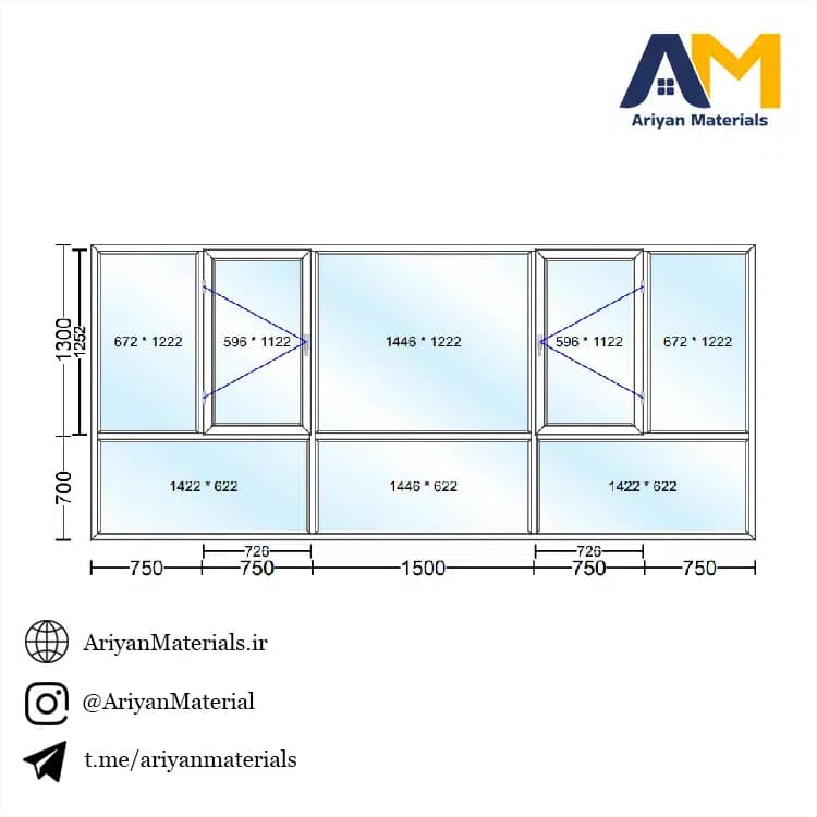 پنجره دوجداره upvc طرح 6 تک حالته