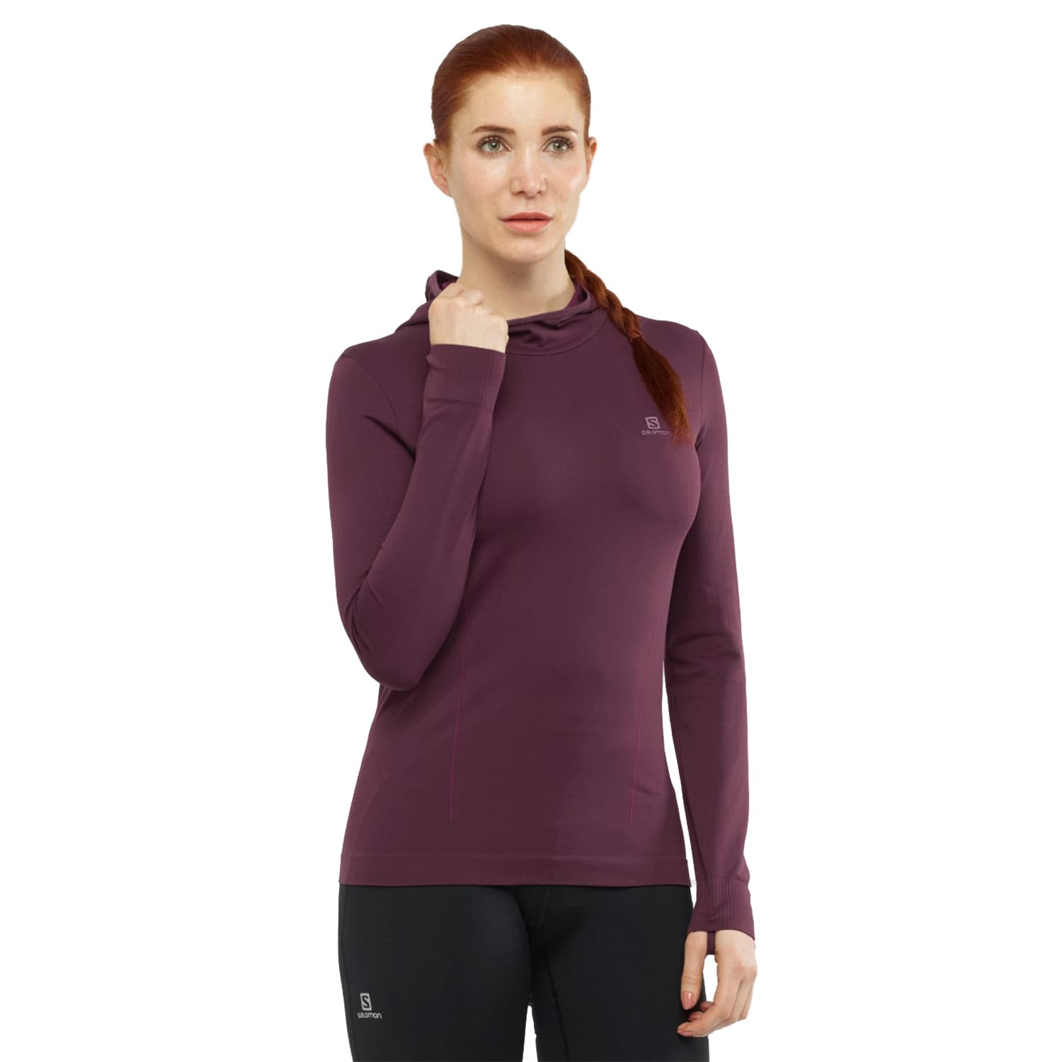 سویشرت سالامون / SALOMON – مدل Seamless Hoodıe / زرشکی — تصویر ۲