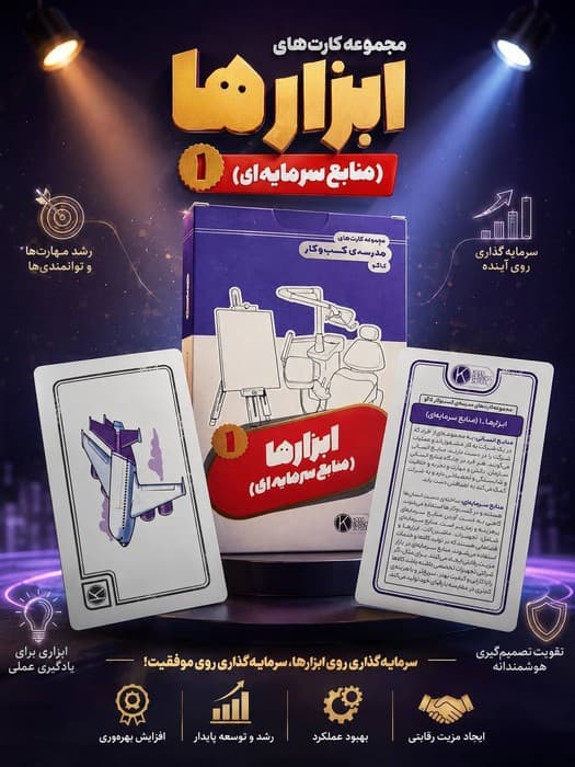 فلش کارت مجموعه کارت های مدرسه کسب و کار (ابزارها:منابع سرمایه ای 1) | انتشارات کیوی