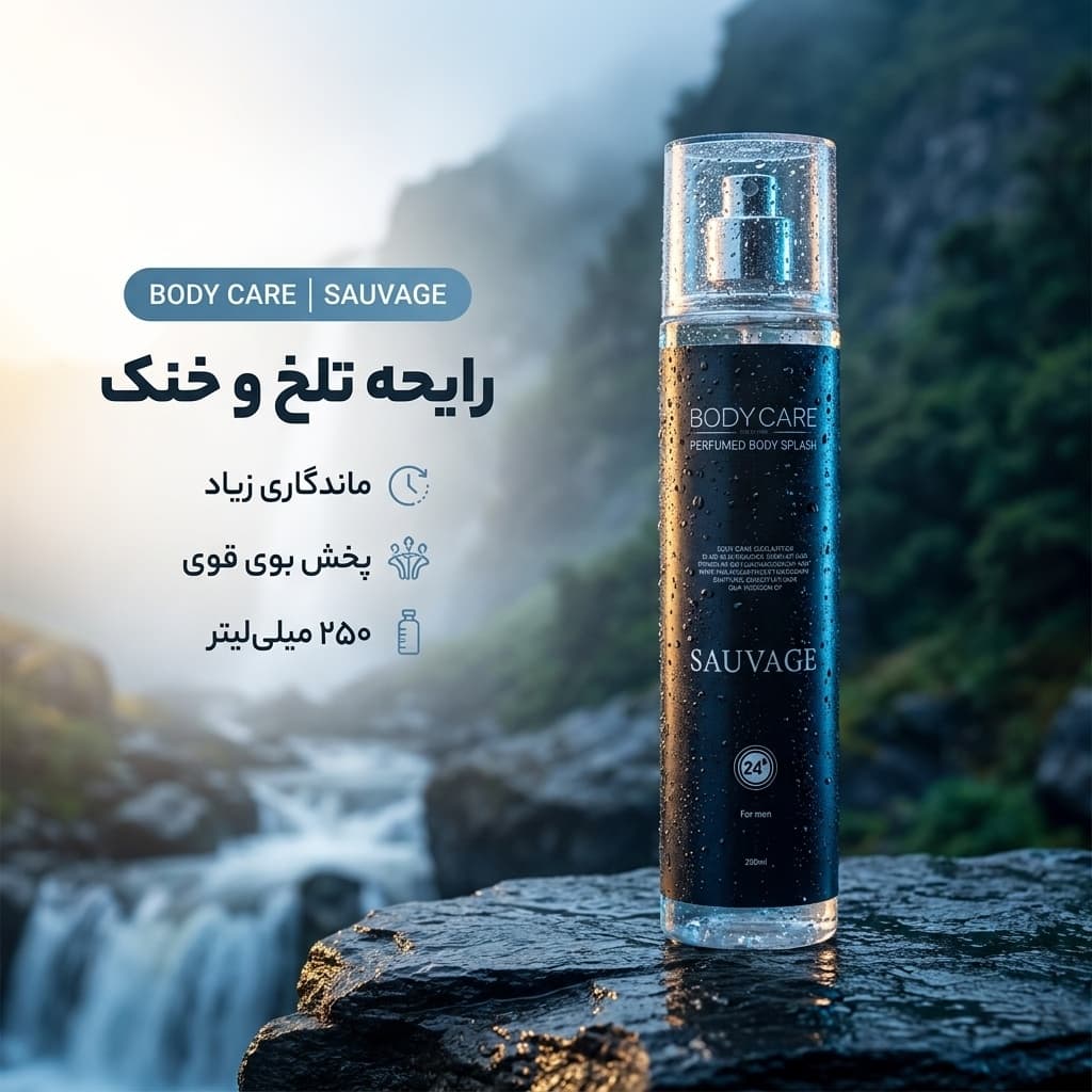 بادی اسپلش مردانه بادی کر مدل ساواج حجم 250 میلی‌لیتر — تصویر ۲