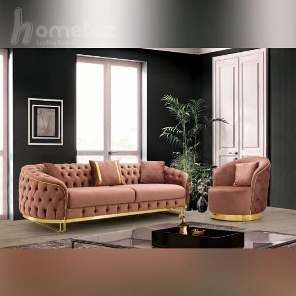 مبل کاناپه سه نفره لمسه پایه استیل طرح آناهیتا — تصویر ۲