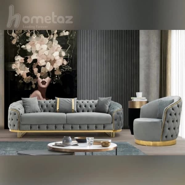 مبل کاناپه سه نفره لمسه پایه استیل طرح آناهیتا — تصویر ۶