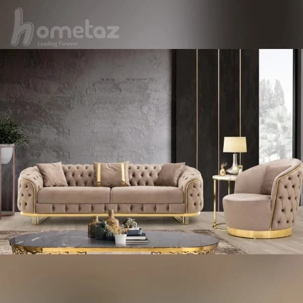 مبل کاناپه سه نفره لمسه پایه استیل طرح آناهیتا — تصویر ۴