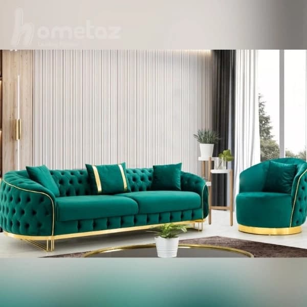 مبل کاناپه سه نفره لمسه پایه استیل طرح آناهیتا — تصویر ۷