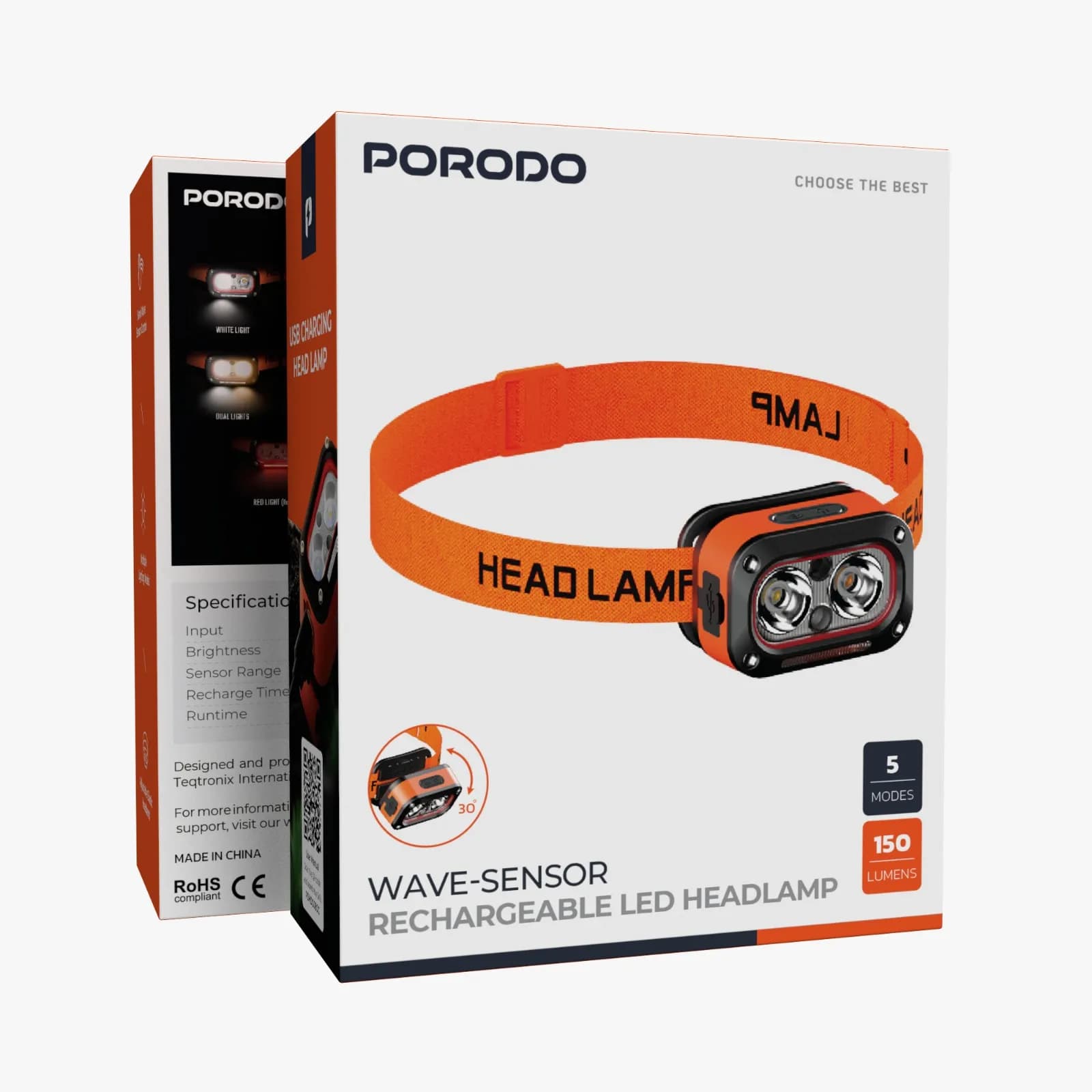 Wave-Sensor Head Lamp with3 Light – Orange چراغ پیشانی نارنجی PDHDG08OG — تصویر ۲