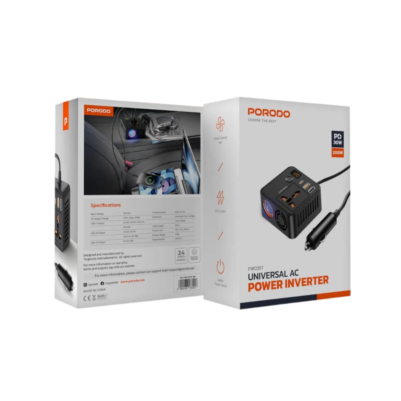 مبدل برق خودرو رومیزی Universal مدل Power Inverter پورودو — تصویر ۳