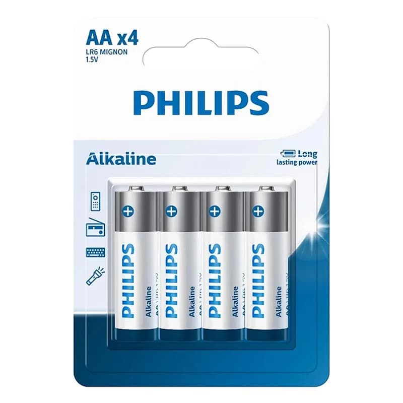 باتری قلمی آلکالاین فیلیپس مدل LR6A4B/40 Philips Alkaline AA LR6 MIGNON بسته 4 عددی