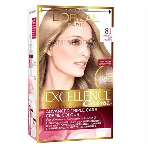 کیت رنگ مو لورآل مدل Excellence شماره 8/1 بلوند روشن دودی — تصویر ۲