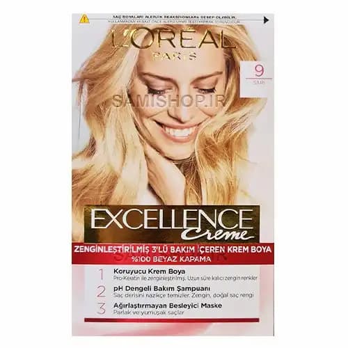 کیت رنگ مو لورآل مدل Excellence شماره 9/1 (بلوند خیلی روشن دودی)