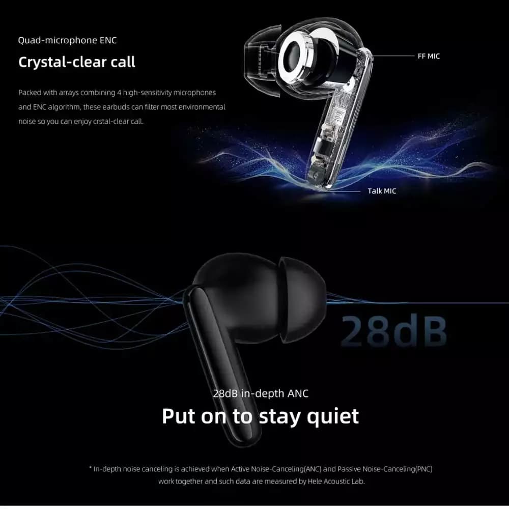هدفون بلوتوثی شیائومی مدل QCY T13 ANC 2 Truly Wireless ANC Earbuds — تصویر ۵