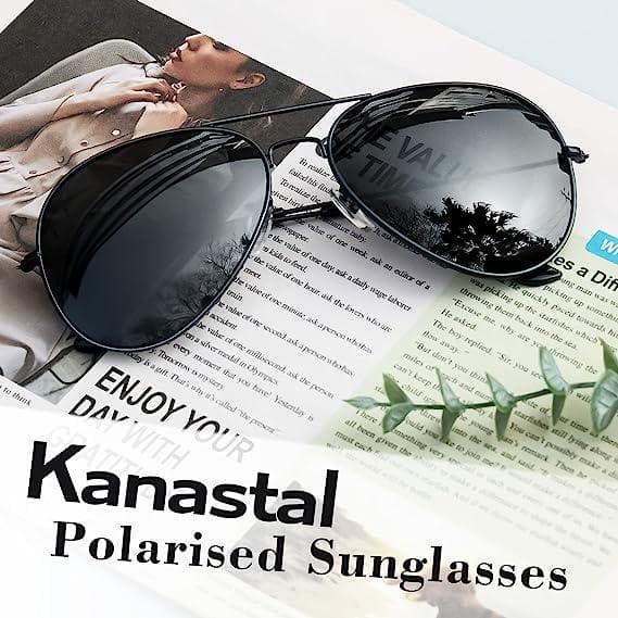 عینک آفتابی زنانه و مردانه KANASTAL Pilot Polarized Sunglasses for Men Women — تصویر ۶