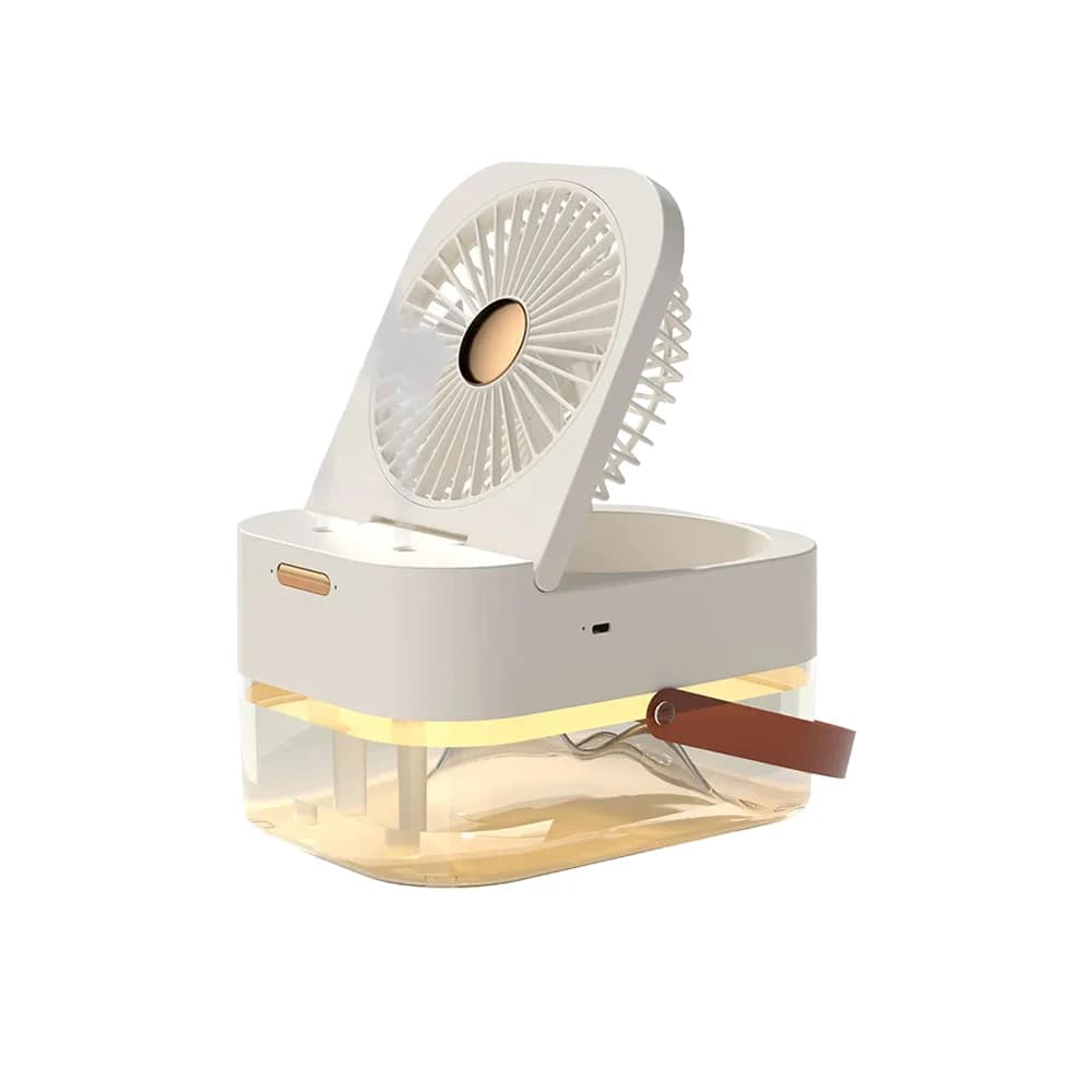 پنکه رومیزی مرطوب کننده هوا و چراغ خواب رومیزی اکیوز مدل Desktop Fan Night Light Humidifying Fan 2.5L Q7 — تصویر ۳