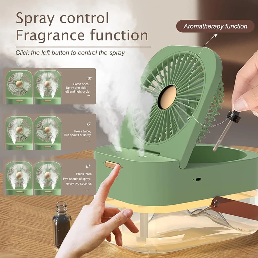 پنکه رومیزی مرطوب کننده هوا و چراغ خواب رومیزی اکیوز مدل Desktop Fan Night Light Humidifying Fan 2.5L Q7 — تصویر ۸