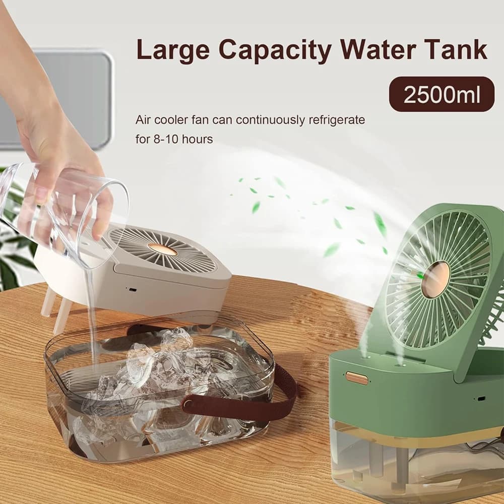 پنکه رومیزی مرطوب کننده هوا و چراغ خواب رومیزی اکیوز مدل Desktop Fan Night Light Humidifying Fan 2.5L Q7 — تصویر ۷