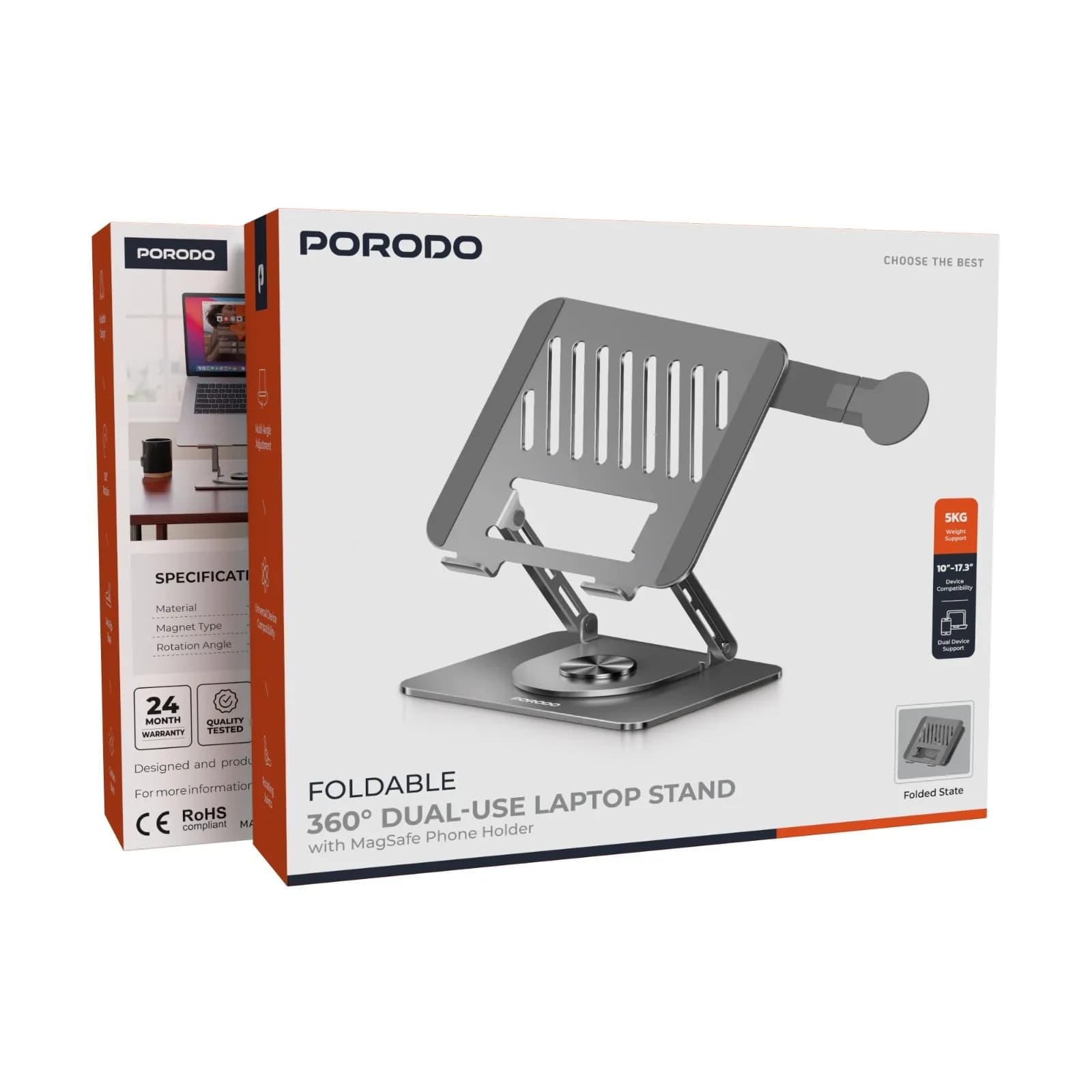 پایه لپ‌تاپ تاشو ۳۶۰ درجه Laptop Stand مدل Foldable 360 Dual‑Use پورودو — تصویر ۴