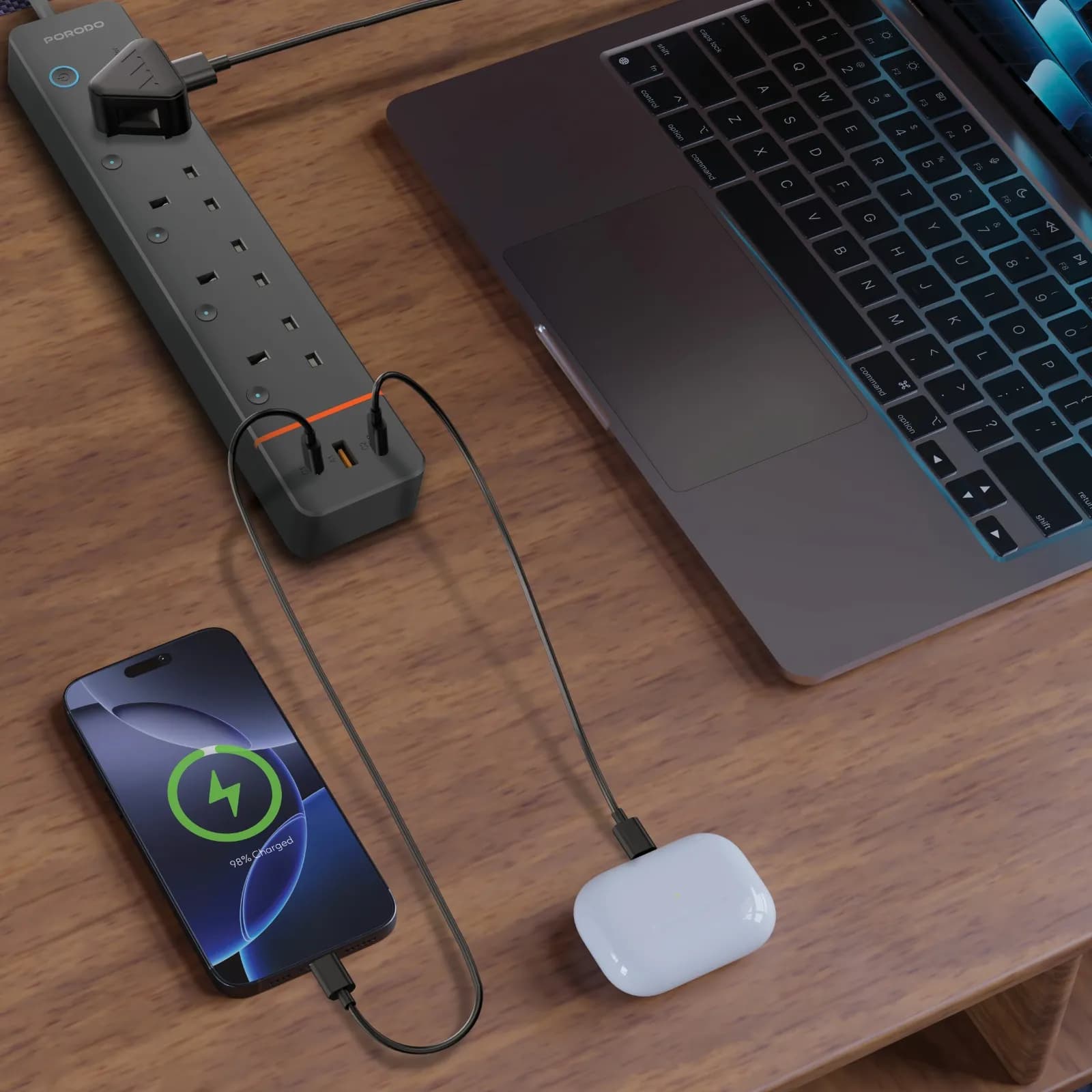 چندراهی برق هوشمند 4AC & USB-C Ports مدل Chargelink پورودو — تصویر ۲