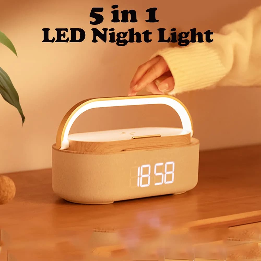 شارژر وایرلس و اسپيکر بلوتوثی کلوشر مدل Colsur 15W Wireless Charger Charging Station-Bluetooth Speaker-Alarm Clock LED Light — تصویر ۳