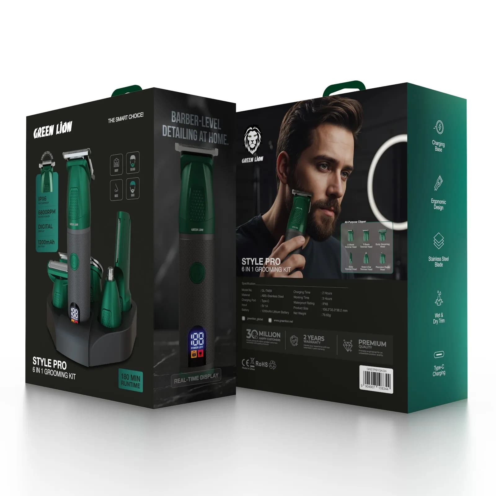 ست اصلاح چندکاره مردانه مدل Style Pro 6‑in‑1 گرین لاین با نمایشگر دیجیتال — تصویر ۳