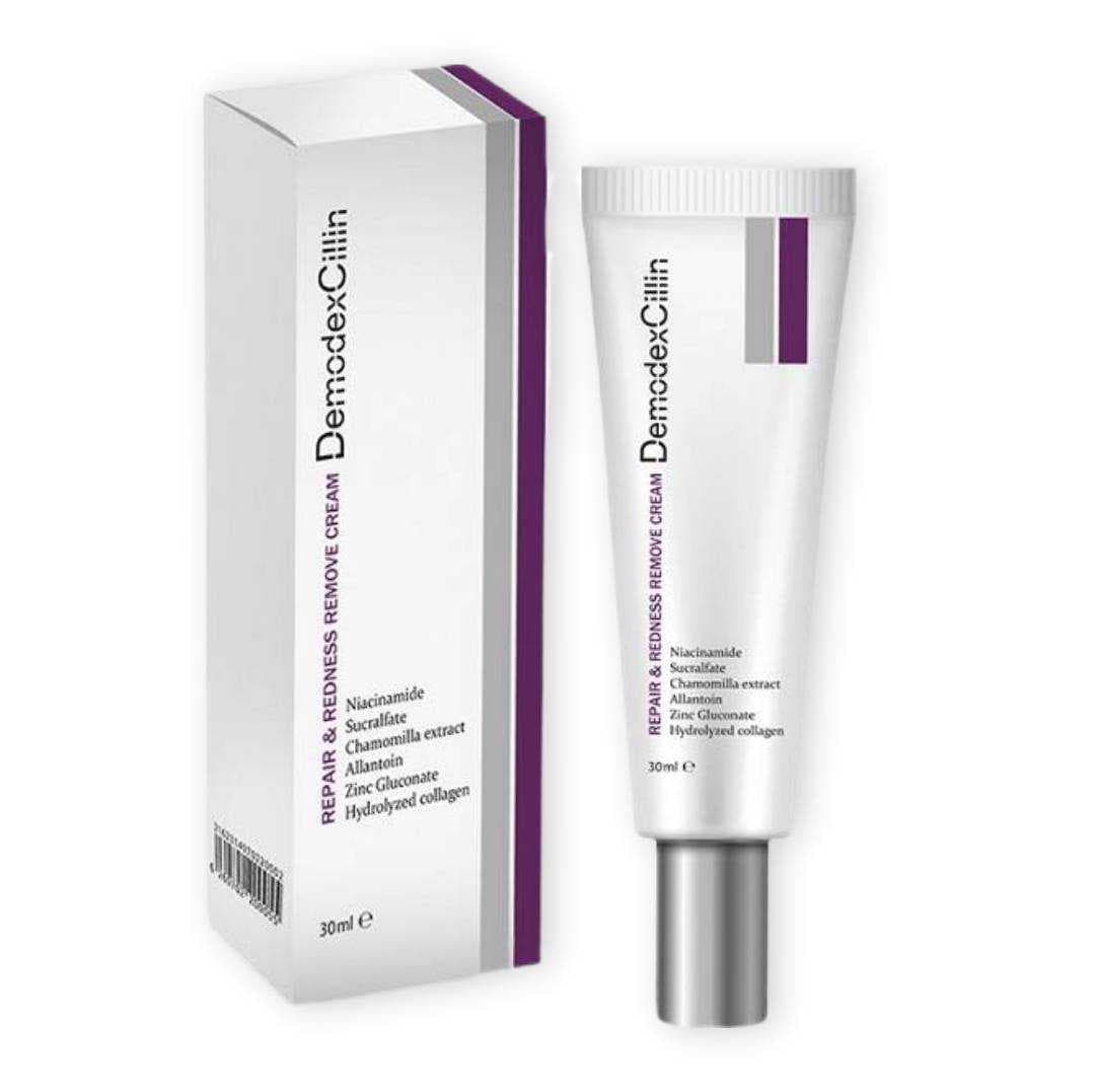 کرم ترمیم کننده و رفع قرمزی دمودکسیلین DemodexCilin مدل Repair & Redness Remove Cream حجم 30 میل