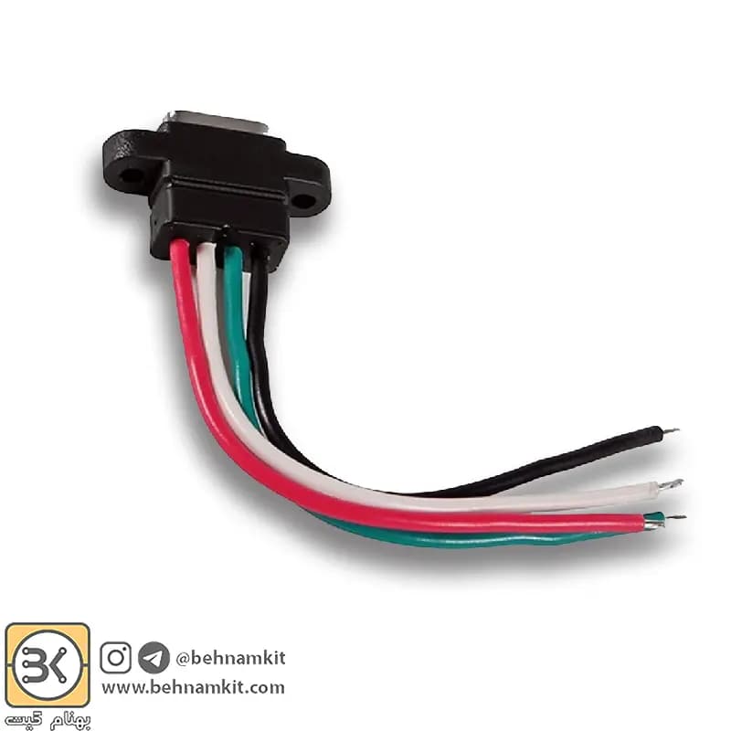 کانکتور Type-C مادگی 4 سیم / جاپیچ دار