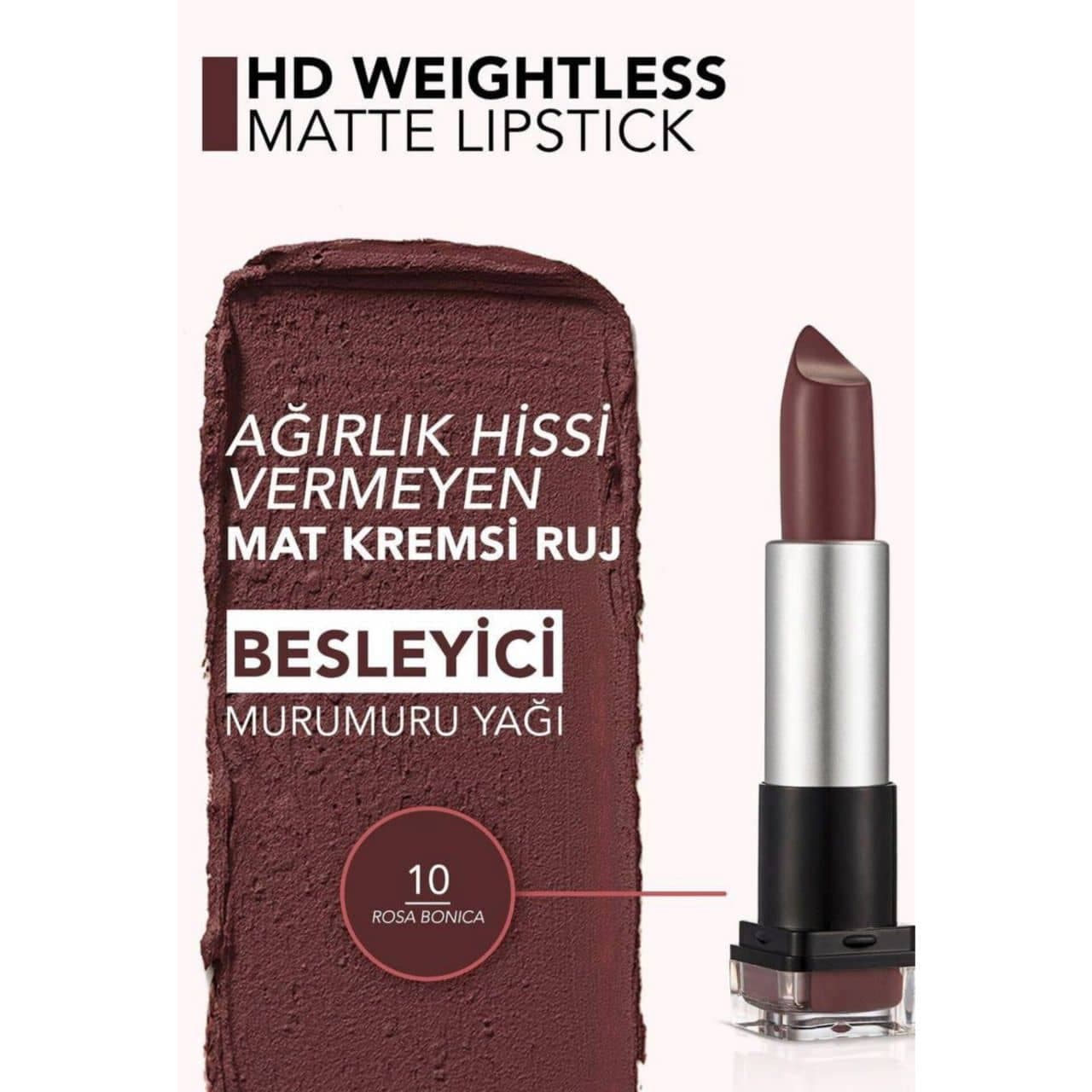 رژ لب جامد اچ دی ویتلس مات فلورمارflormar مدل HD Weightless Matte همه شماره ها — تصویر ۵