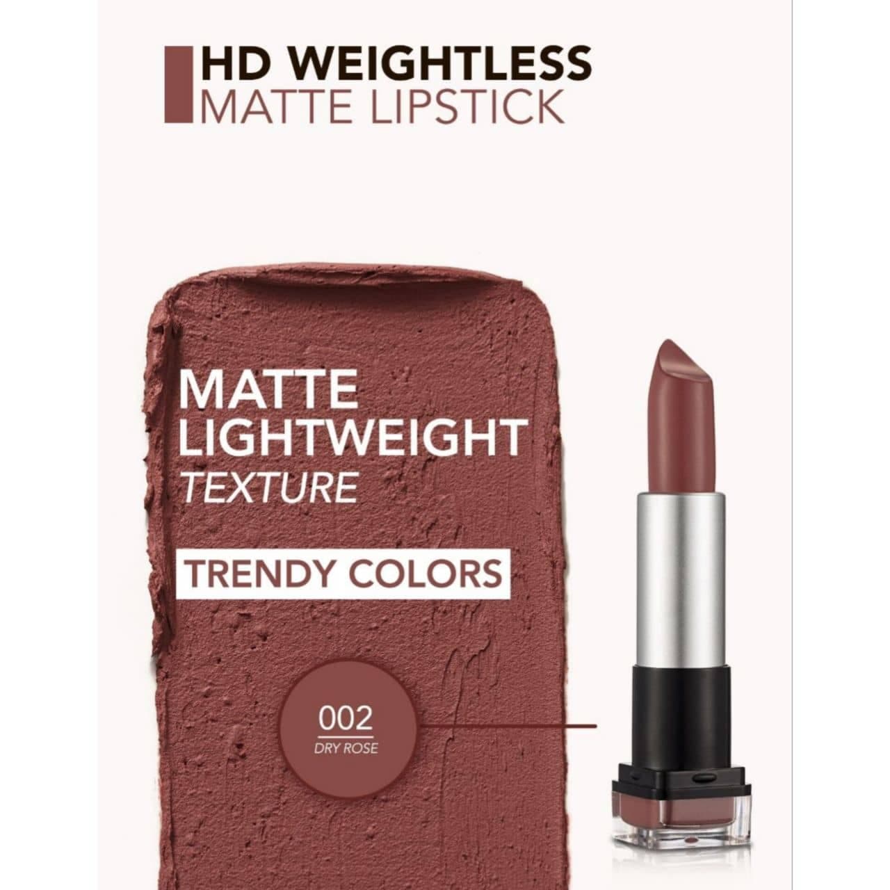 رژ لب جامد اچ دی ویتلس مات فلورمارflormar مدل HD Weightless Matte همه شماره ها — تصویر ۸