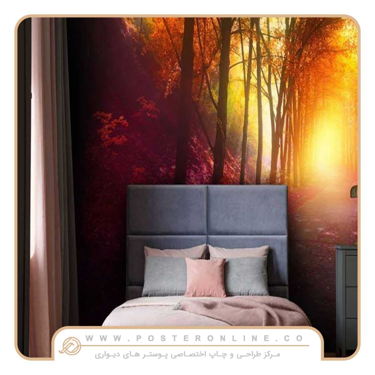 پوستر دیواری منظره پاییز طرح غروب پاییزی کد n-6434