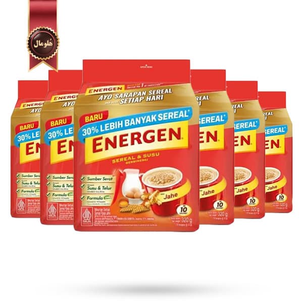 6 بسته پودر غلات فوری انرژن Energen طعم زنجبیل Jahe بسته 10 عددی (اورجینال)