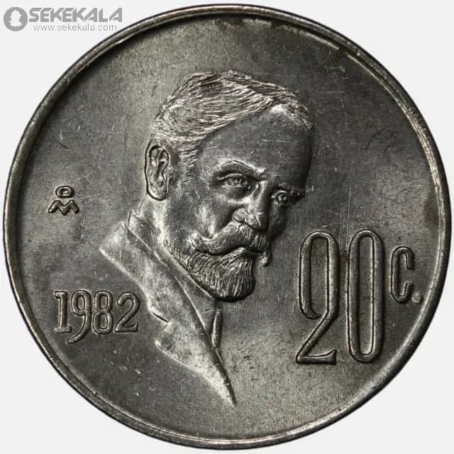 سکه 20 سنتاوو مکزیک 1982 (UNC)