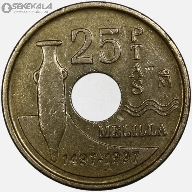 سکه 25 پزوتا اسپانیا 1997 (خوان کارلوس اول)