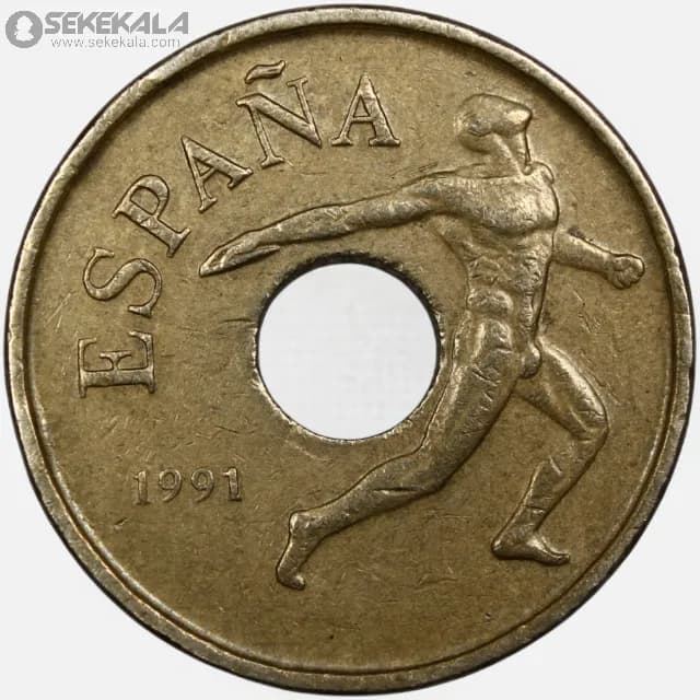 سکه 25 پزوتا اسپانیا 1991 (خوان کارلوس اول) — تصویر ۳