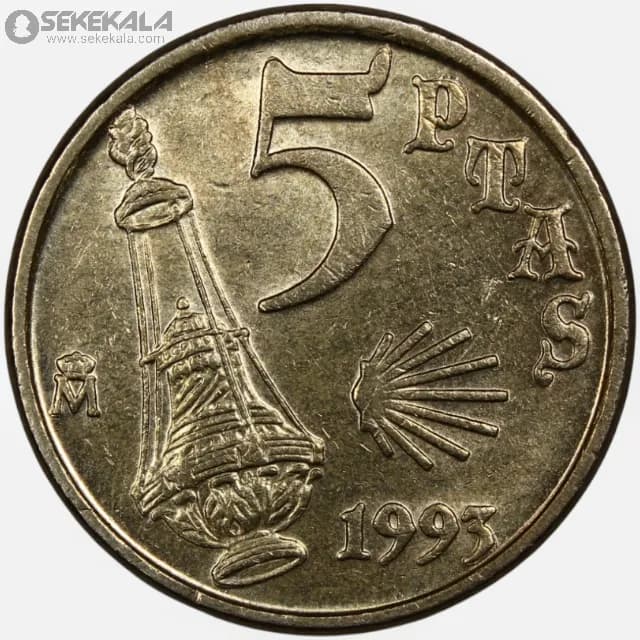 سکه 5 پزوتا اسپانیا 1993 (خوان کارلوس اول)