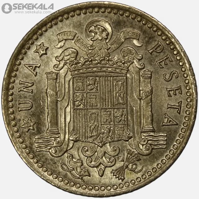 سکه 1 پزوتا اسپانیا 1966(فرانسیسکو فرانکو)(AU) — تصویر ۲