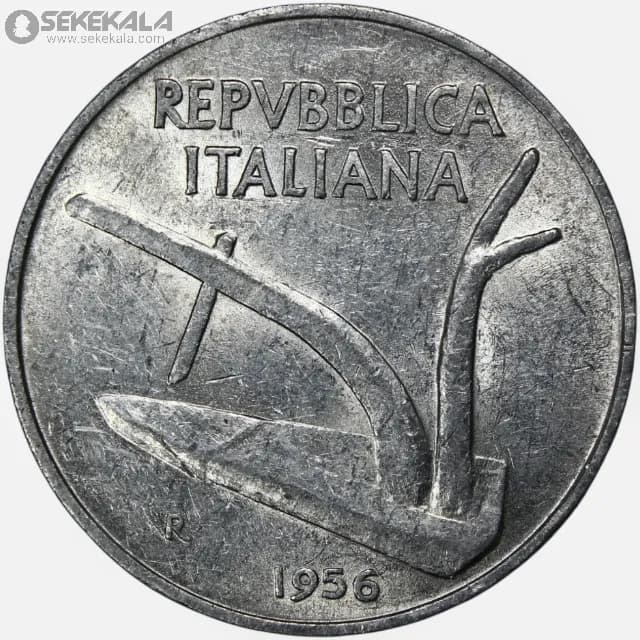 سکه 10 لیره ایتالیا 1956 (AU) — تصویر ۳
